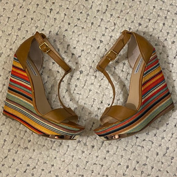 Steve Madden PUCCI WEDGES Mod T-Strap Sandals 7.5 - Picture 4 of 7